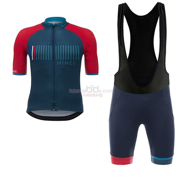 Nimes Vuelta Espana Kurzarmtrikot 2017 Und Kurze Tragerhose blau Und rot